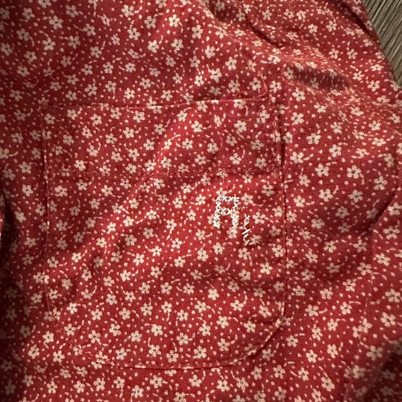 Red and white floral vintage Polo Ralph Lauren button-up shirt baby girl - Picture 4 of 5